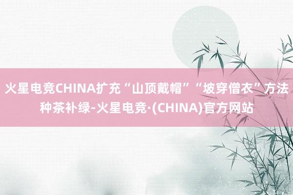 火星电竞CHINA扩充“山顶戴帽”“坡穿僧衣”方法种茶补绿-火星电竞·(CHINA)官方网站