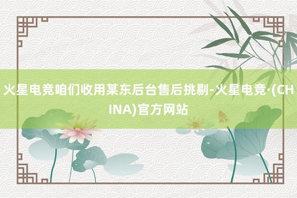 火星电竞咱们收用某东后台售后挑剔-火星电竞·(CHINA)官方网站