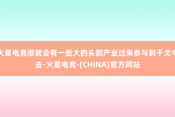 火星电竞很就会有一些大的头部产业过来参与到干戈中去-火星电竞·(CHINA)官方网站